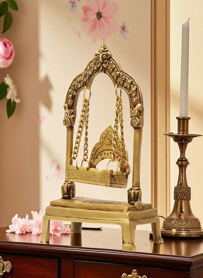 SHANTI Brass Swing Laddu Gopal Jhula، Krishna Hindola Palana، ديكور Laddu Gopal لمعبد بوجا، تماثيل العرض، هدية دينية ارتفاع المادة: - 8.27 بوصة - Image 3